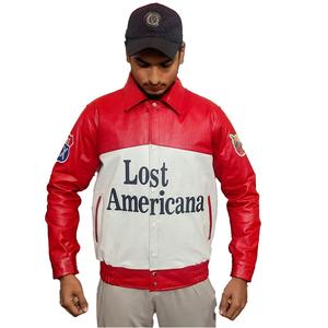 Veste bomber d'hiver pour homme en cuir d'agneau véritable, sur mesure, OEM, avec logo et design personnalisés - Product Image 1