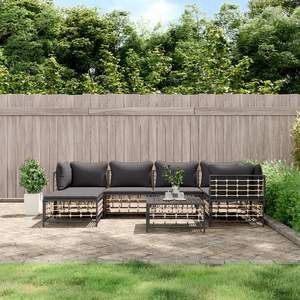 Ensemble de salon de jardin anthracite avec structure en métal et coussins, 6 places, mobilier d'extérieur au design contemporain - Product Image 1