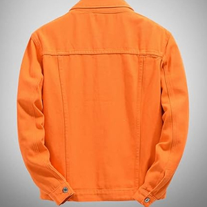 Veste en jean vintage de haute qualité pour homme, délavée à l'acide, en polyester/coton, personnalisable, service OEM, avec col rabattu et boutons recouverts - Product Image 2