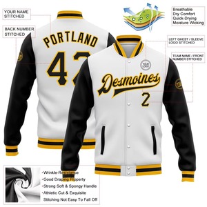 Veste universitaire personnalisée pour homme, blanche et noire, avec nom et numéro imprimés en sérigraphie, vêtement décontracté d'automne - Product Image 2