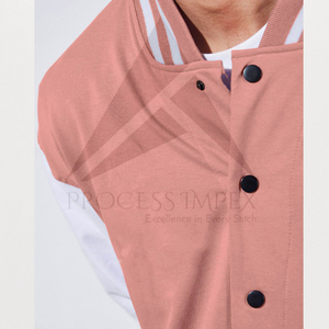Veste de sport rose pour homme, couleur unie, col rabattu, fermeture à boutons, polyester et coton, vêtement décontracté pour l'automne - Product Image 5