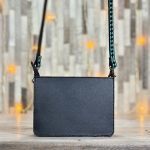 2026 Hot Selling Vintage Genuine Leather <b>Mini</b> Sling <b>Bag</b> Trendy Turquoise <b>Black</b> Checkered Cowhide Crossbody Handbag Single Strap - Product Image 3