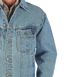 Veste en jean personnalisée pour homme, décontractée, 100% coton, col rabattu, délavage effet pierre, pour le travail et les loisirs en extérieur - Product Image 3