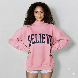 High Quality Women's Oversized Mockneck Sweatshirt 100% Cotton Lightweight Breathable Winter/Autumn Streetwear Custom Logo - Product Image 1