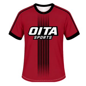 Ensemble de rugby rouge et noir, maillot à manches courtes et col rond avec short assorti, respirant, pour l'entraînement en équipe, uniforme de sport performant - Product Image 3
