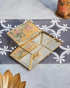 Antique Style Beautiful Modernist Glass Jewelry <b>Box</b> with Metal Edges for Necklace <b>Earring</b> & Bracalete Storage - Product Image 4