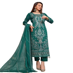 Bin Hameed Mujer 3 piezas Seda Salwar Kameez Colección Chifón Fiesta Festival Usa Volumen Zabeen para India y Pakistán" - Product Image 1