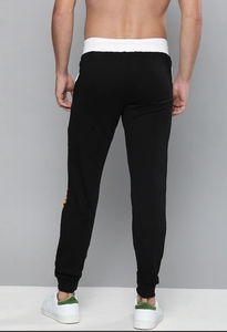 Pantalon de survêtement d'hiver en molleton respirant en coton noir pour homme avec cordon de serrage et taille élastique, style décontracté - Product Image 3