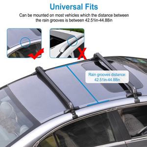 Porte-bagages universel de toit de voiture de 110cm et 43 pouces, avec cadre de fenêtre réglable, avec verrouillage antivol, 2 pièces - Product Image 2