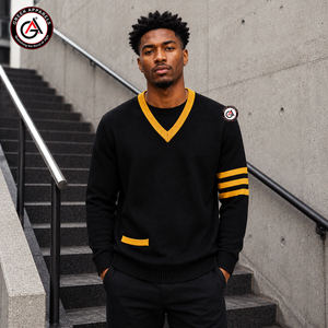 Wholesale Alpha | Phi Fraternity <b>Men's</b> Acrylic <b>Cardigan</b>-Custom Style Quick Dry & Breathable Winter <b>Cardigan</b> - Product Image 4