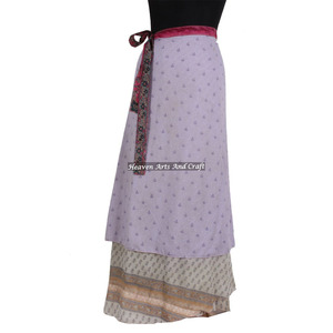 38 Inch 2026 Fashion for Women 2 Layered Art Silk Sari Reversible Summer Beach Wear Magic <b>Wrap</b> <b>Skirts</b> Magic 38" Sarong Pareo - Product Image 1