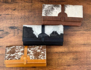 Nouveaux portefeuilles en cuir de vachette véritable faits à la main pour femmes portefeuille mince à trois volets vente chaude en cuir Western pochette sac à main portefeuilles - Product Image 4