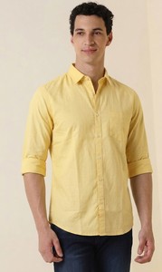 Enovate Men's Double Breasted Solid Color Long Sleeve Casual Shirt Turn-<b>down</b> Collar Breathable Woven Cotton Back Neck Logo ODM - Product Image 2