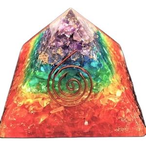 Pirámide de orgón en capas de piedra de 7 Chakras al por mayor artesanía de cristal natural piedra preciosa mascota Feng Shui para orgonita de meditación - Product Image 3