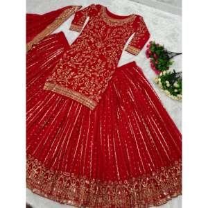 Karma Fashion - Hermoso Lehenga Choli Rojo de Poliéster para Fiestas con Dupatta Elegante para Ocasiones Especiales - Product Image 5