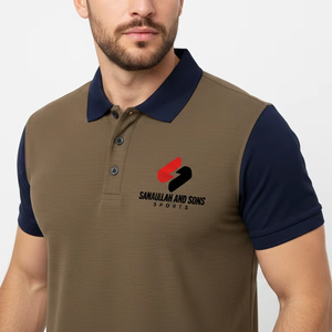 Camisas de Punto a Rayas de Alta Calidad con Bolsillos, Transpirables, Antiarrugas, de Secado Rápido, Casuales, de Manga Corta, con Cuello Alto, para Hombre - Product Image 2