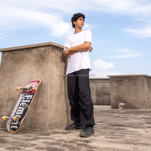 Premium Quality Nylon Baggy Pants Custom Style Print Funky Streetwear Long Knitted Adjustable Stopper Trackpants Embroidered Men - Product Image 3