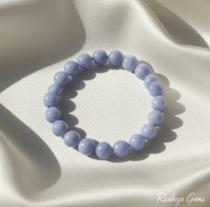 Handmade AAA Angelite Round Bead Bracelet – Polished Gemstone Stretch Bracelet for <b>Men</b> & Women - Product Image 3