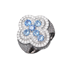 925 Sterling <b>Silver</b> Moissanite Hip Hop Style Iced Cross <b>Ring</b> Luxury Sparkling Diamond Look Fashion Jewelry for <b>Men</b> Women - Product Image 3
