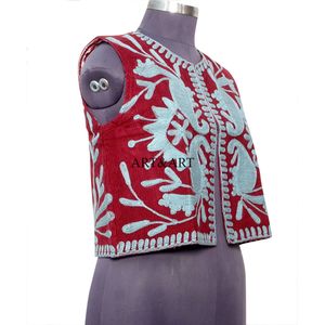 Chaleco estilo vintage para mujer con estampado floral, cuello redondo, tela Cotrise, informal, para todas las estaciones, sin mangas. - Product Image 3