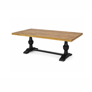 <b>Rustic</b> Solid Mango Wood <b>Dining</b> <b>Table</b> with Two Tone Finish Traditional Pedestal Base Industrial Style for home hotel restaurant - Product Image 1