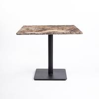 Table de salle à manger Ganpati GN1070 en marbre Emperador foncé moderne, base en métal noir, pliable et portable, pour hôtel et restaurant