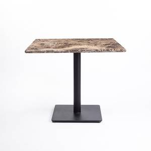 Ganpati GN1070 Modern Dark Emperador Marble Dining Hotel Restaurant <b>Table</b> Black Metal Pedestal Base Foldable Portable - Product Image 2