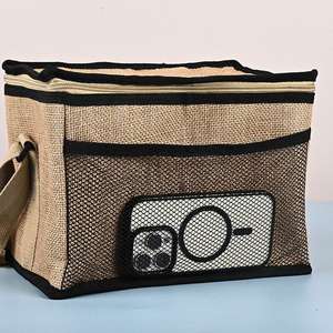 Bolsa de Yute Marrón Natural para Almuerzo con Impresión Personalizada y Servicio OEM - Product Image 1