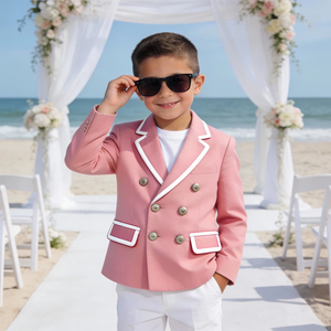 Traje de Blazer Cruzado Azul Cielo para Niños, para Bodas y Ceremonias en la Playa - Product Image 1