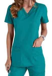 Conjuntos de uniformes médicos blancos con cremallera y estampado para mujer - Product Image 4