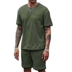 New High Quality Lightweight Breathable Summer Casual <b>Shirt</b> <b>Shorts</b> <b>Sets</b> <b>Men</b> Custom Polyester/Cotton T-<b>Shirt</b> <b>Short</b> <b>Set</b> - Product Image 5
