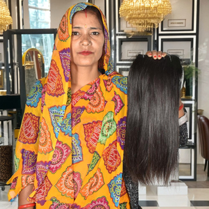 Extensiones de cabello humano indio sedoso natural sin procesamiento químico proveedor virgen crudo sin procesar - Product Image 1