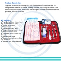 Kit de Práctica de Sutura para Estudiantes de Medicina, Incluye Almohadilla de Silicona Grande, Hilos de Sutura, Kit de Herramientas, Tabla de Nudos y Curso de Vídeo de Sutura