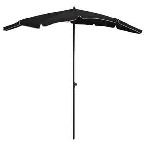 Parasol de jardin pliable 78,7 x 51,2 pouces en polyester noir avec base - Product Image 1
