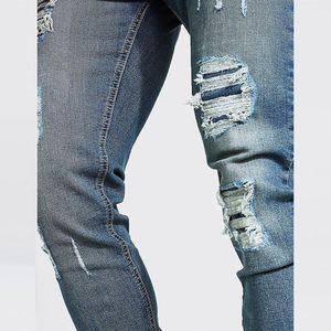 Pantalon en jean stretch slim fit pour homme, gris délavé vintage, effet usé, vente en gros - Product Image 5