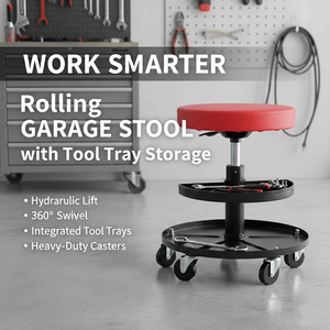 <b>Portable</b> Lift Chair 300lb Load Rolling Pneumatic <b>Stool</b> with Tool Tray Storage Garage Creeper Tools Waterproof Durable GAPGAR029 - Product Image 1