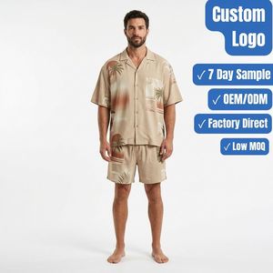 Custom Men's Cruise Resort Shirt And Shorts <b>Set</b> OEM ODM Private Label Clothing Factory - Product Image 1