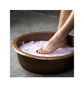 Bol de Spa pour les Pieds en Cuivre Qualité Export, Design Martelé Fait Main, Poli Miroir, 42x42x16CM - Product Image 5