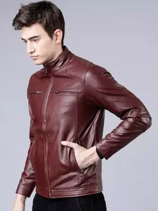 New Causal Vintage Leather Jacket <b>Coat</b> Men Spring Outfit Design Motor Biker Pocket PU Leather Jacket - Product Image 3