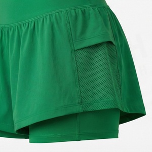 Shorts Deportivos Verdes de Cintura Alta para Mujer con Volantes, Minifalda Plisada Transpirable, Estilo Veraniego - Product Image 5