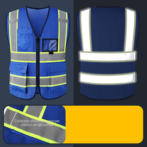 Safety <b>Vest</b> With High Vis Reflective Bands Multi Pocket <b>Utility</b> Design For Construction And Warehouse Management Safety - Product Image 6