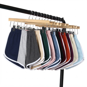 Shorts en coton jaune tissé respirant de haute qualité avec cordon de serrage à la taille et poches, style décontracté, coupe taille haute, coupe régulière - Product Image 6