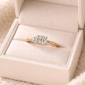 แหวนเพชรทรงกลม 4 เม็ด แหวนหมั้นเพชรเพาะเลี้ยง 10K 14K 18K ทองคำแท้ ดีไซน์เครื่องประดับชั้นดี รับรองโดย IGI E VVS - Product Image 2