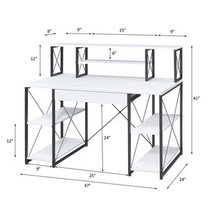 Black One-Drawer Writing <b>Desk</b> with 8 Open Compartment for <b>Computer</b> Use - Product Image 3