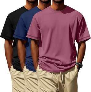 เสื้อยืดผู้ชายผ้าฝ้ายพื้นฐานแบบปรับแต่งได้ เนื้อผ้าน้ำหนักเบา ระบายอากาศได้ดี นุ่มสบาย ทรงปกติ สวมใส่สบายๆ ในฤดูร้อน เสื้อผ้าขายส่ง - Product Image 2