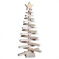 Ensemble de décorations de Noël en bois écologiques, décorations de table triangulaires romantiques pour les fêtes, couleur bois naturel brun