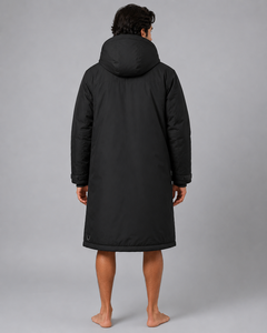 Unisex Custom Brand Logos Waterproof Swim Parka <b>Jacket</b> <b>Long</b> Hooded Fleece Lined Changing Robe for Swimming - Product Image 2