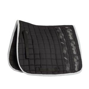 Vente en gros de tapis de selle 100% coton pour chevaux, tout usage, dressage, équitation, rembourrage doux, garniture carrée bicolore, coque en cuir, polaire - Product Image 1