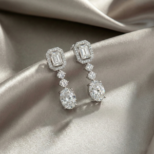 Boucles d'oreilles en or 14 carats et 10 carats avec diamants de laboratoire 3,10 carats, taille émeraude ovale brillant, légères, style unique, prix direct usine - Product Image 1