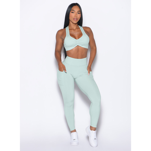 women yoga <b>set</b> high waist leggings sports bra breathable stretch fitness workout gym wear activewear <b>set</b> - Product Image 2